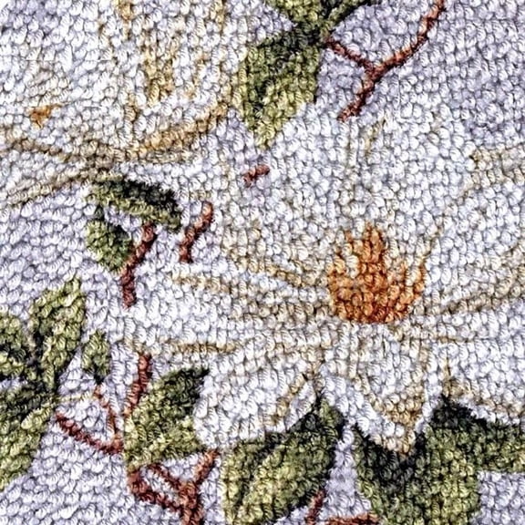 White Magnolia Flower Latch Hook Rug kits Color Printed Crochet Yarn Needlework DIY Hooking Latch Kit Carpet Embroidery Rug Cover Mat for Christmas Chair Cushion Floor Decoration 17x17in(4)