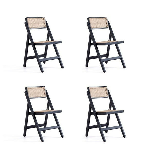 Pullman Folding Dining Chair   and Natural Cane - Set of 4