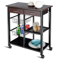 Kitchen Islands Carts Product Image Costway Rolling Kitchen Trolley Cart Storage Island Utility Dining W Drawer Basket Shelf