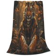 thumbnail image 2 of Balery Tiger In The Fallen Leaf Forest Manta de Felpa Suave y Acogedora – Cobija de Franela Aterciopelada para Cama, Lavable y Cálida para Sofá, Mascotas, Transpirable-50"x40", 2 of 7