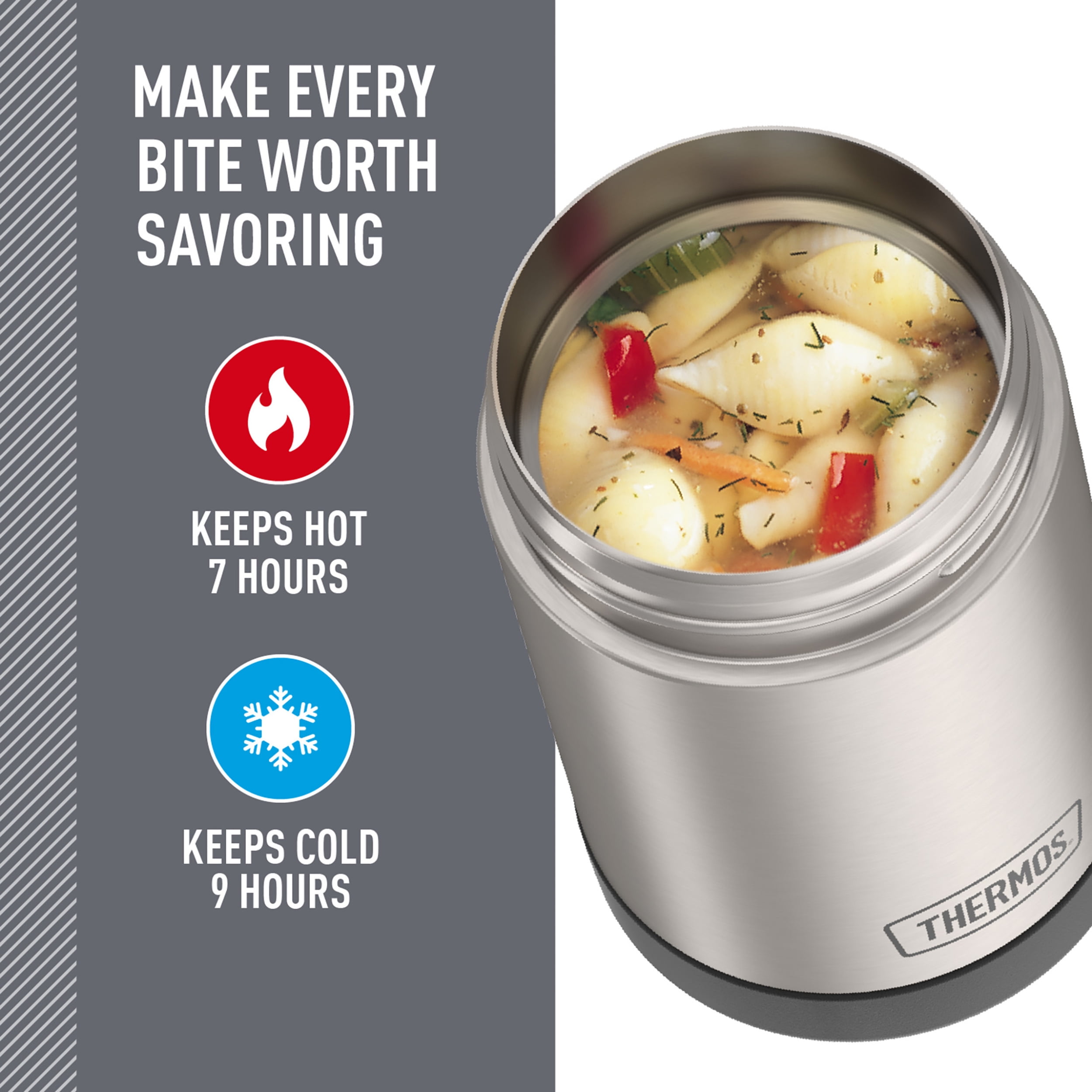 (4 pack) Thermos 16oz Insulated Food Jar with Folding Spoon, Stainless Steel