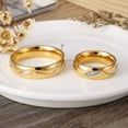 thumbnail image 2 of Couple Rings Titanium Steel 18K Gold Plated Wedding Band Promise Ring Durable Elegant High Quality Jewelry for Men Women, 2 of 4