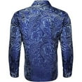 thumbnail image 4 of Mens Shirts Casual Vintage Floral Printed Slim Fit Long Sleeve Button Down Textured Tops Comfy Collared Stretchy Solid Color Trendy Mens Dress Shirts, 4 of 4