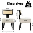 thumbnail image 2 of Newnno Rattan Dining Chairs Set of 4, Mid-Century Modern Kitchen & Living Room Chair with Cane Curved Back & Hardwood Frame in Black Finish, Cream Linen Upholstered, 2 of 6