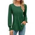 thumbnail image 2 of Plebaso Women's Pleated Tunic Tops Puff Long Sleeve Shirts Loose Casual Soft Blouses Womens Clothes, 2 of 5