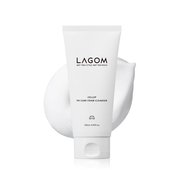 LAGOM Cellup pH Cure Foam Cleanser Natural Vegano Crema Limpieza Profunda pH Balance 5.5 Subacida Sin Alcohol Suave Sedoso Hidratante Herbal Facial Lava Poros Piel Seca Sensible Grasa 120ml 4.05oz