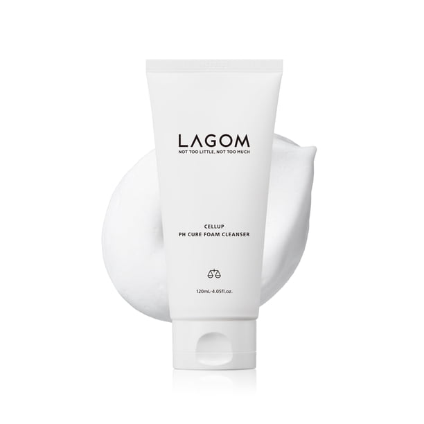 LAGOM Cellup pH Cure Foam Cleanser Natural Vegano Crema Limpieza Profunda pH Balance 5.5 Subacida Sin Alcohol Suave Sedoso Hidratante Herbal Facial Lava Poros Piel Seca Sensible Grasa 120ml 4.05oz