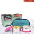 thumbnail image 4 of Midday Maxx Fresh Stainless Steel Lunch Box Set - Pink | 2 Containers, 350ml Each - Spill Proof Containers | Airtight, Freezer Safe, Microwave Safe, Dishwasher Safe, 4 of 5