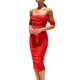 thumbnail image 1 of Vestido PRETTYGARDEN 2025 Midi Rojo con Hombros Descubiertos y Fruncido Talla L, 1 of 8