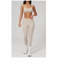thumbnail image 2 of PISONIC Women Workout Sets Color Block Twist Back Layered Sports Bra Twist Waist Leggings Gym Yoga Outfits, 2 of 6