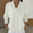thumbnail image 2 of longantii Sweater for Women Cowl Neck Long Sleeve Lightweight Warm Pullover Sweaters Fall Outfits for Women Trendy White S, 2 of 6