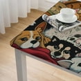 thumbnail image 5 of HAOXIT  Cute Dog Print Puppy Animal Cute Doodle Print Table Cloth Square Tablecloth Anti Wrinkle Table Cover for Dining Kitchen Parties 52*52, 5 of 8