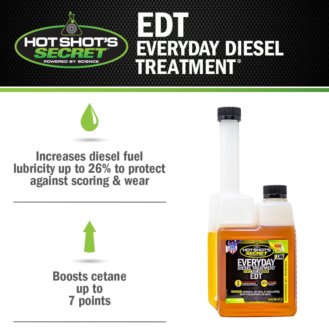 (6 pack) Hot Shot's Secret Everyday Diesel Treatment 16 oz. Squeeze Bottle, 6-in-1 Fuel System Cleaner & Cetane Boost.