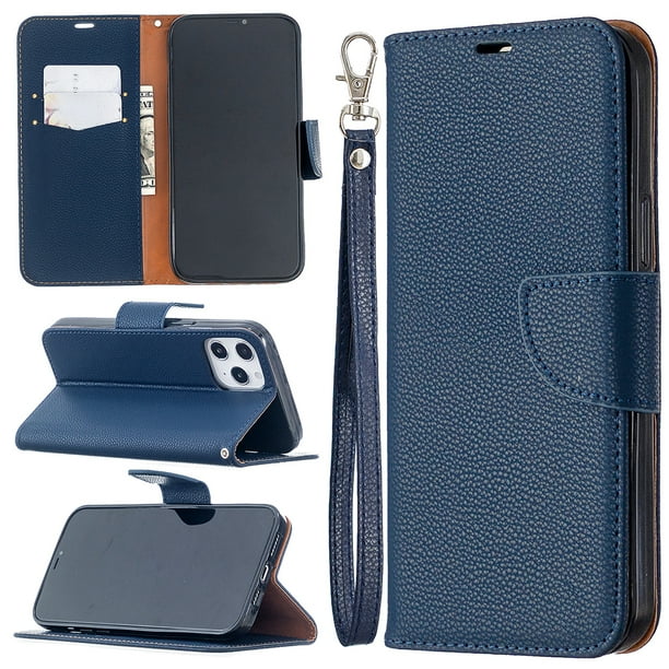 Allytech Wallet Case Cover For Apple Iphone 12 Pro Max 6 7 Inch Premium Pu Leather Folio Flip Kickstand Credit Cards Holoder Hand Wrist Strap Tpu Back Cover For Apple Iphone 12 Pro Max Blue