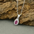 thumbnail image 3 of 2.50 Ct Oval Cut Real Red Ruby Gemstone and Genuine Diamond Beautiful Hanging Halo Pendant for her Solid 14K White Gold With 18 inches Chain, 3 of 5