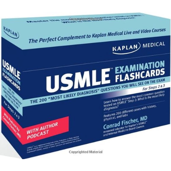 Pre-Owned Kaplan Medical USMLE Examination Flashcards: The 200 ""Most Likely Diagnosis"" Questions You Will See on the Exam for Steps 2 & 3, 9781427797421, 1427797420, Paperback,
