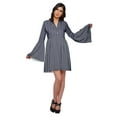 thumbnail image 1 of Moomaya Robe Plissée pour Femmes Grande Taille Robe Mini à Longues Manches Évasées, 1 of 6