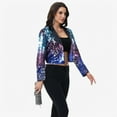 thumbnail image 6 of Women's Sequin Cropped Blazer Long Sleeve Sparkly Open Front Jacket - X Large, Midnight, 6 of 7