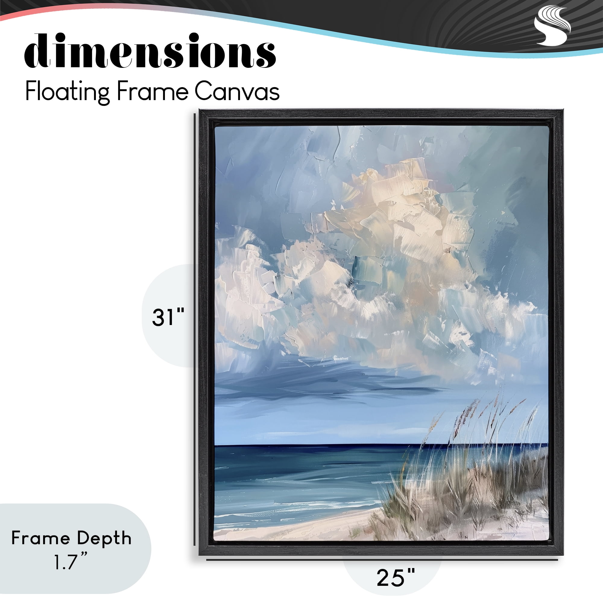 Stupell Industries A Storm Is Coming on Beach Black Framed Floater Canvas Wall Art, design by Petal Prints Design