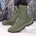 thumbnail image 2 of Gyexs Womens Waterproof Lace up Winter Snow Boots Comfortable High Top Warm Furry Lined Outdoor Lightweight Mid-Calf Booties for Walking Hiking, Army Green, Size 8.5, 2 of 8