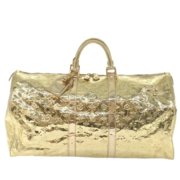 Pre-Owned Louis Vuitton Keepall Monogram Miroir Pvc Gold Patent_Leather Travel Bag Bag