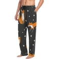 thumbnail image 5 of Men's Pajama Pants with Pockets Sleepwear Lounge Pants Stretch Casual Fox Animals Black Star, 5 of 7