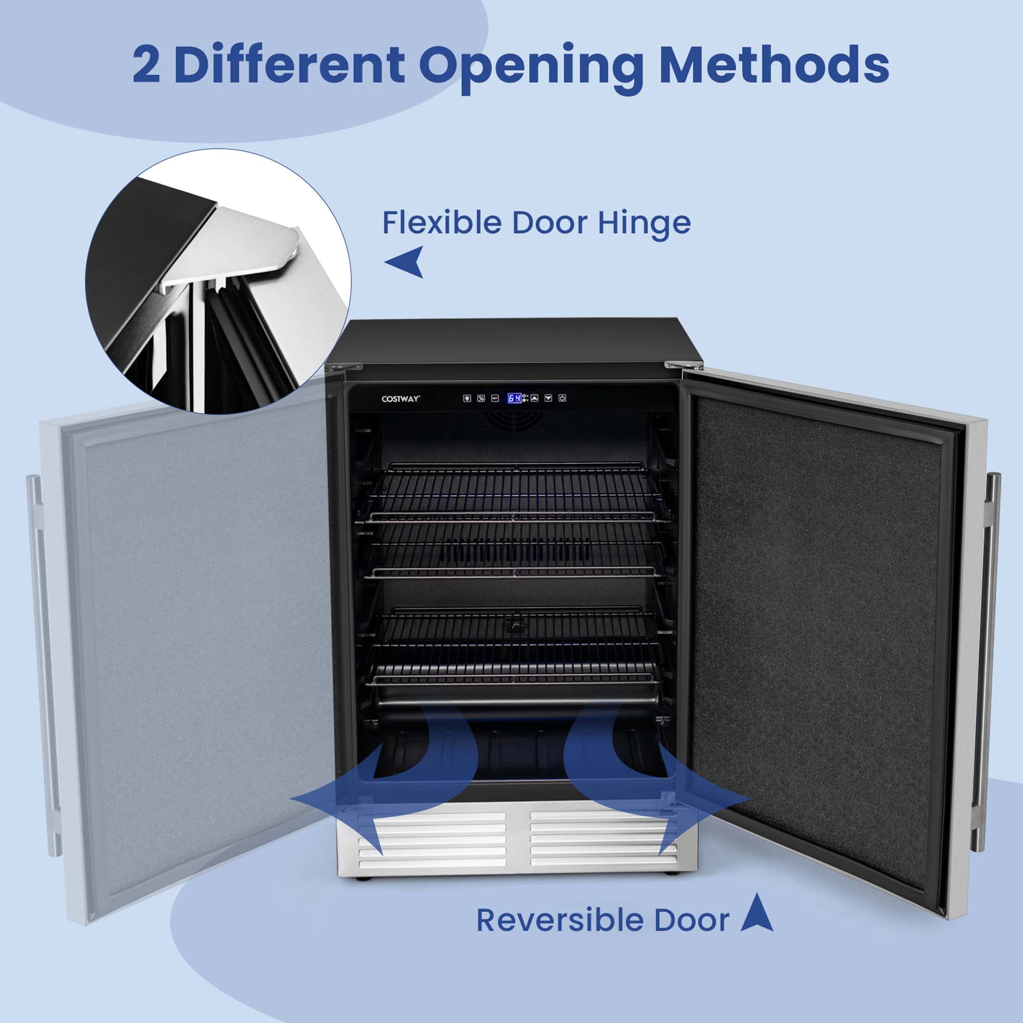Costway 24" Beverage Refrigerator with Removable Shelves & Adjustable Temperature Cooler