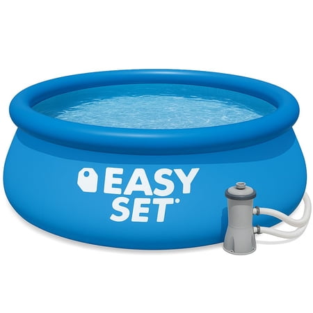 28141EH 13ft x 33in Easy Set Inflatable Swimming Pool with 530 GPH Cartridge Filter Pump, Heavy Duty Puncture-Resistant Material, 1926 Gallon Capacity (16,055 lbs), 26in Water Depth, for Family Backy