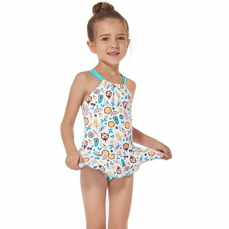 

CHGBMOK Summer Baby Girls Swimwear Children s Swimsuit Sleeveless Printed Mesh Binding One-Piece Skirt Swimsuit