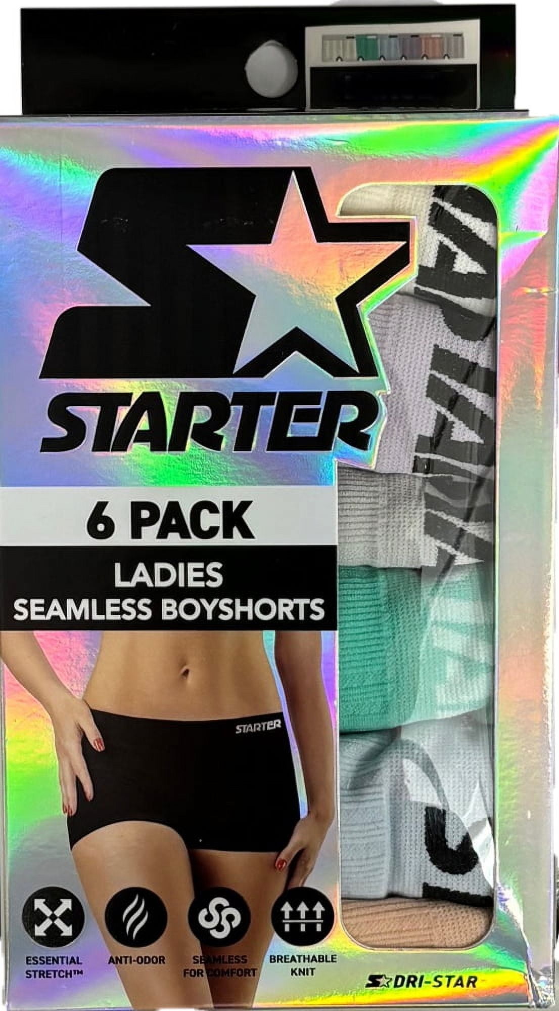 Starter Women's Seamless Boyshort Underwear, 6-pack