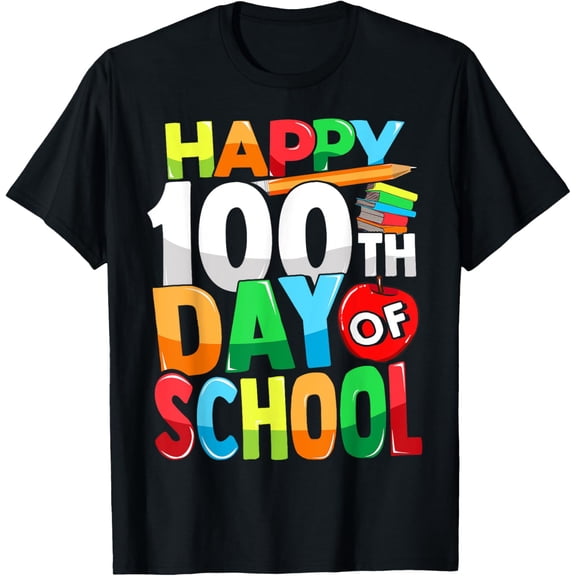 Happy 100th Day of School Teacher Kids Child Happy 100 Days T-Shirt mens t shirt，black，women，funny，misfits，men，journey
