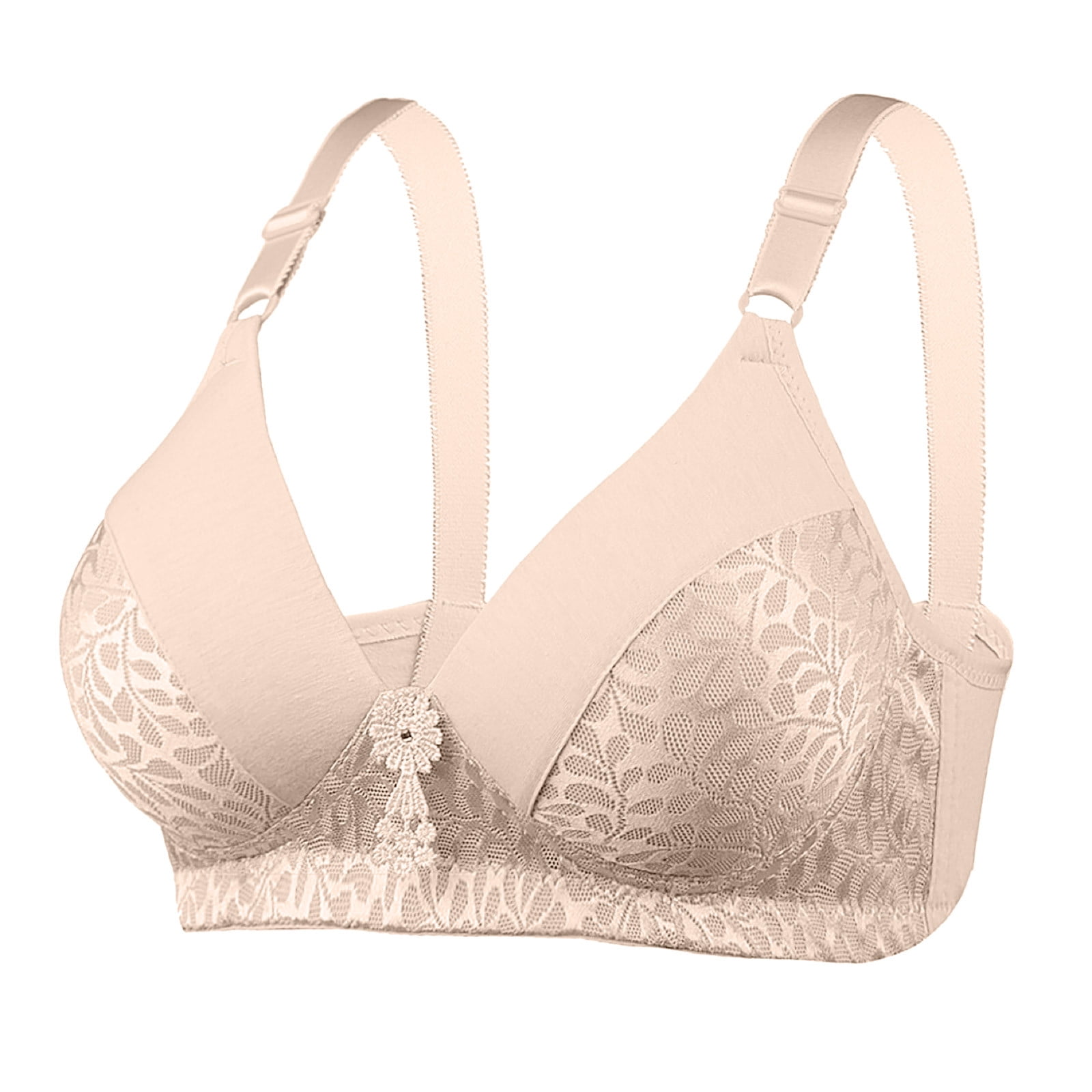 SELONE Everyday Bras for Women No Underwire Plus Size Full Coverage  Everyday for Elderly for Full Figured Women Breathable Ladies Without Steel  Rings Large Nursing Bras for Breastfeeding Khaki S 