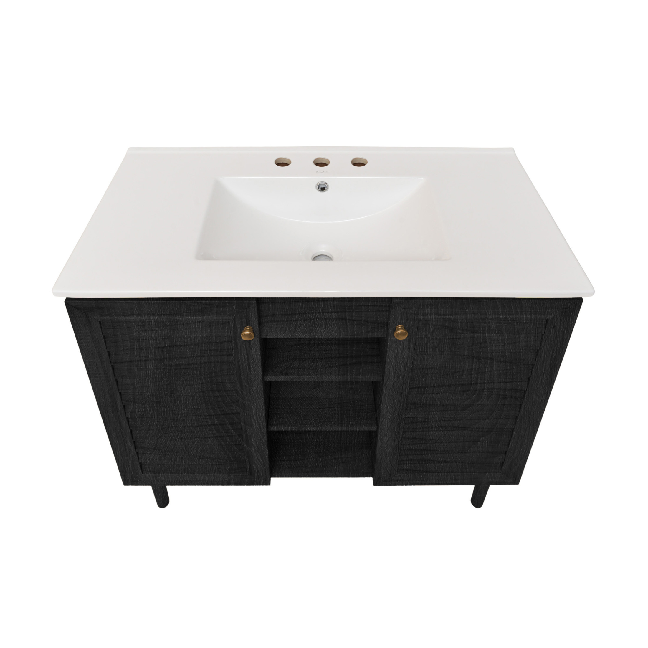 Bron 36" Freestanding Bathroom Vanity in Black Oak with 3-Hole Widespread Sink Top