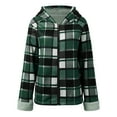 thumbnail image 5 of Fall Jackets For Women Fleece Lined Plaid Shacket Fashion Long Sleeve Zipper Flannel Hooded Lightweight Jacket, 5 of 6