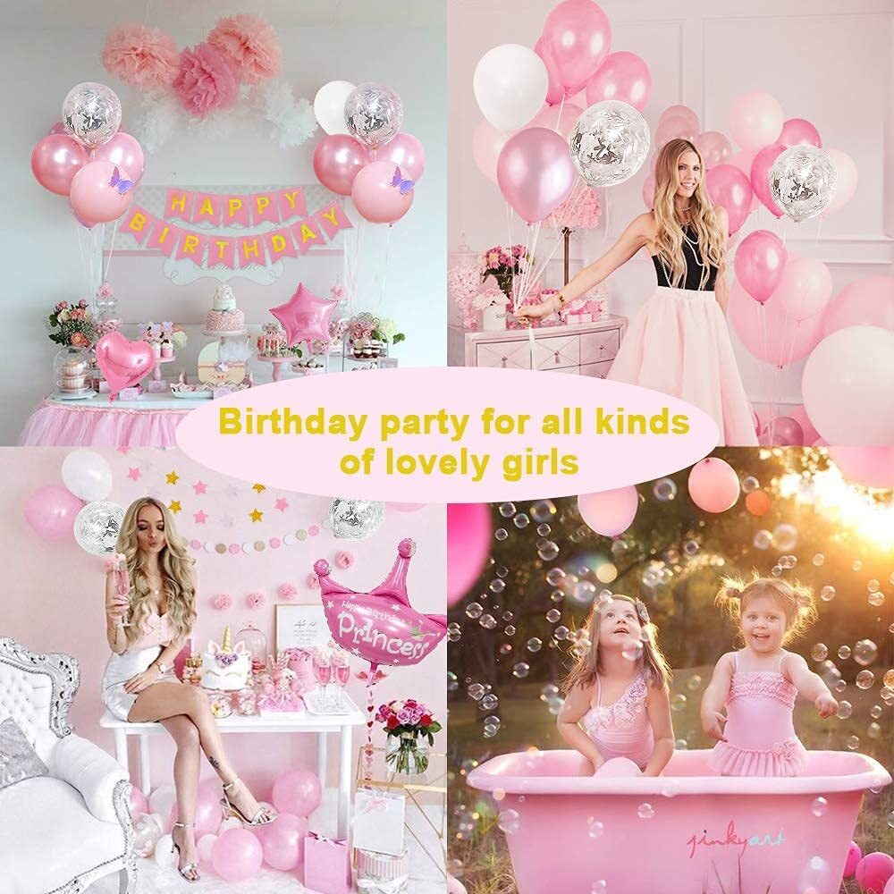 Yansion Pink Princess Birthday Party Decorations Kit photo 6