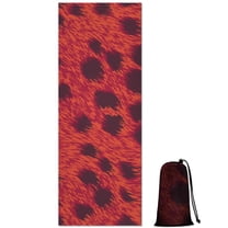 Red Cheetah Leopard Pattern Hot Yoga Mat Towel Non Slip for Hot Yoga - Quick-Drying Yoga Mat Cover with 4 Corner Pockets with Travel Bag - Hot Yoga Towel Non Slip Grip Moisture Wicking Sweat 70"x26"