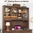 thumbnail image 4 of 58"W 76"H Large Executive Desk with Hutch and Drawers, Farmhouse Desk with Charging Station, Wood Computer Desk for Home Office, 4 of 8