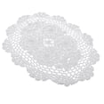 thumbnail image 1 of Handmade Pure White Oval Crochet Cotton Table Pmats Doilies Floral Hand, 1 of 3