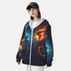 thumbnail image 3 of Fotbe Red And Blue Fire Dragon C Chaqueta con Protección Solar UPF 50+ para Hombre y Mujer, Camisa con Capucha y Bolsillos-Small, 3 of 7