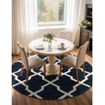 thumbnail image 5 of Unique Loom Trellis Collection Area Rug - San Antonio (8' Round Navy Blue/Beige), 5 of 11