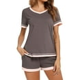 thumbnail image 6 of HAOTAGS Womens Soft Pajama Sets Short Sleeve Pj Shorts Set Sleepwear Gray Size M, 6 of 7
