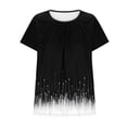thumbnail image 5 of Feancey Womens Plus Size Summer Tops Tie Dye Printed Pleated Blouses Short Sleeve Round Neck Tunic Shirt Dressy Trendy Going Out T-Shirts Black 3XL, 5 of 7