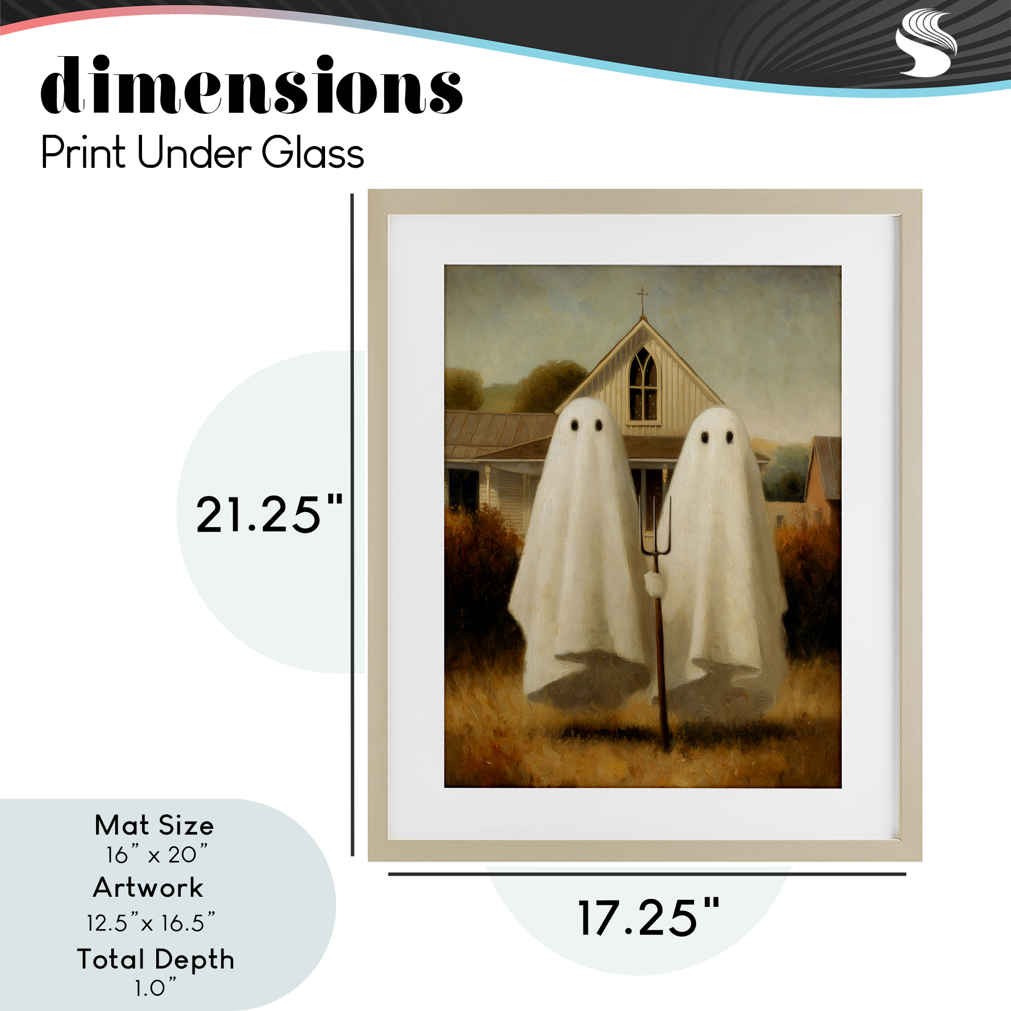 American Gothic Ghosts Birch Framed Print Under Glass, design by Arlington Prints