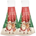 thumbnail image 2 of SKYSONIC 2 Pack Merry Christmas Pattern Hand Towels, Soft and Absorbent Kitchen Towels with Hanging Loop Microfiber Tie Towel for Bathroom, Laundry Room, Farmhouse, 14" x18.2", 2 of 7