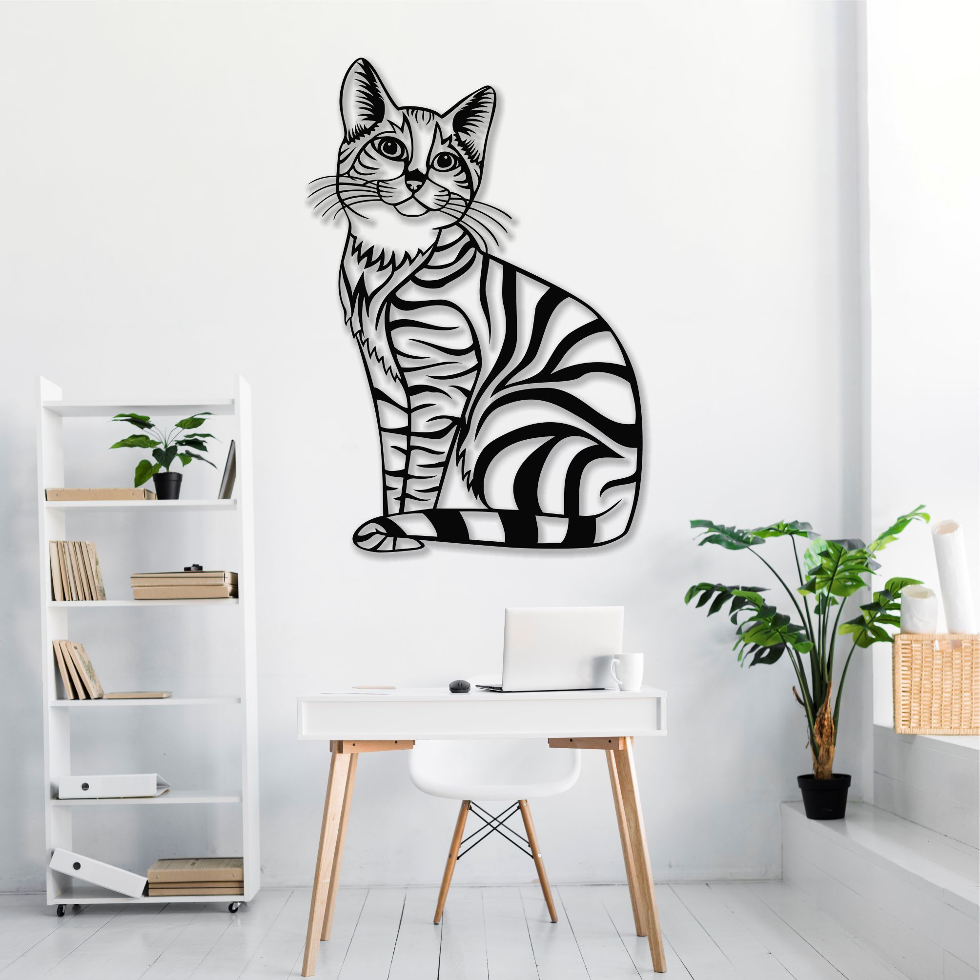 Cat Lover Gift Metal Wall Art for Home and Outside - Wall-Mounted Geometric  Metal Wall Art - Drop Shadow 3D Effect Wall Decoration for Living Room