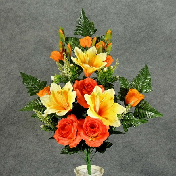 1 Pc, 28 Inch Rose, Lily & Gladiolus Half Bush w/18 Stems