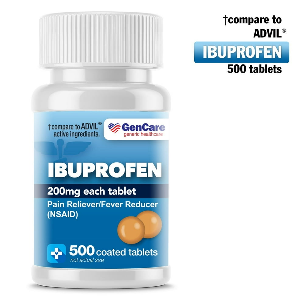 GenCare Ibuprofen 200mg NSAID (500 Coated Tablets) Pain Reliever