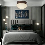 Mainstays 7.5 Classic Flush Mount Ceiling Light, Bronze Finish Frosted Glass Shade, Bulb Not Included