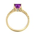 thumbnail image 7 of 2.06 ctw Amethyst Ring with Diamonds 14K Yellow Gold Filigree Cathedral Princess, 7 of 7
