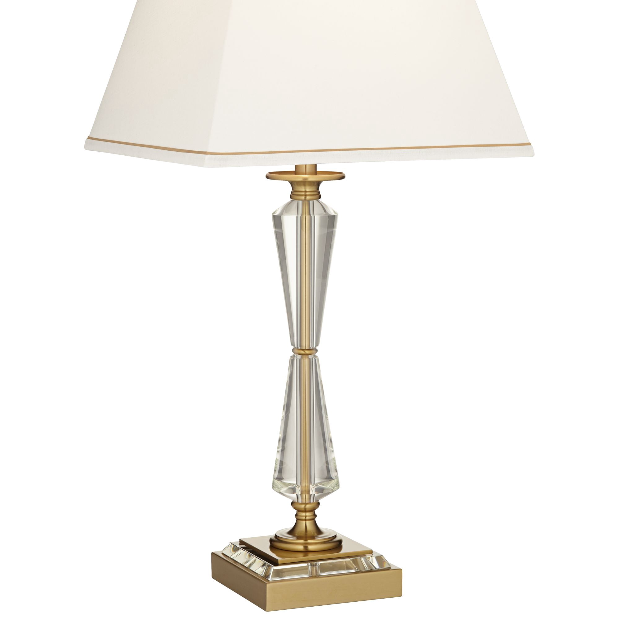 Stiffel Heath 31 5/8" Tall Large Traditional End Table Lamp USB Port Luxe Gold Finish Metal Crystal Single Living Room Charging